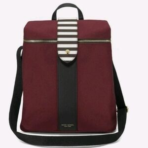 Henri Bendel Limited Edition Convertible Canvas & Leather Burgundy Backpack